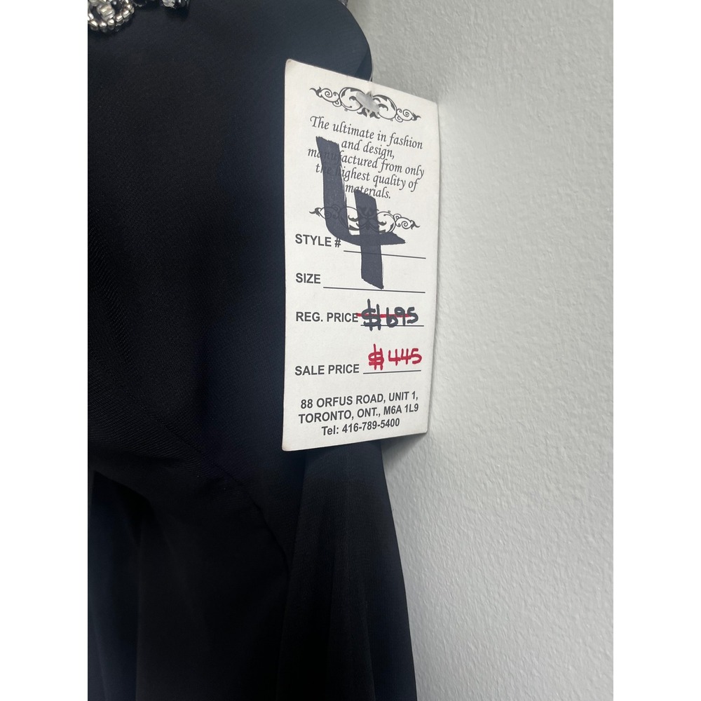 Alfred Angelo Sapphire Black Chiffon Beaded Ruffle Mermaid Evening Gown Size 4 - Picture 15 of 16